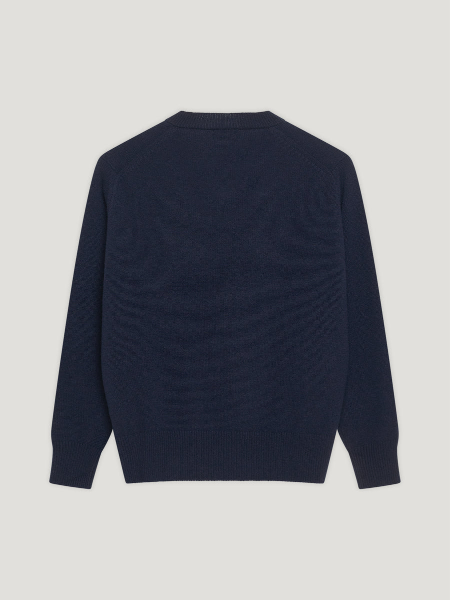 Navy 4 Ply Favourite V Neck Sweater - Connolly
