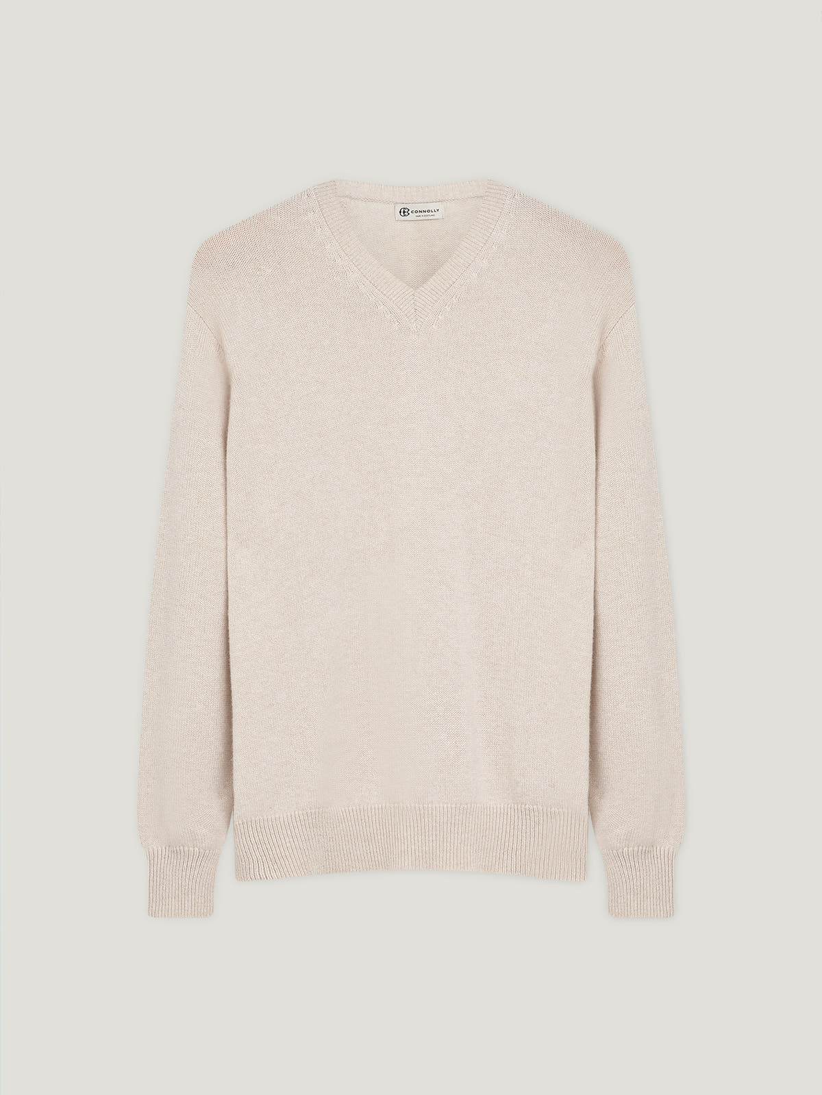 Oat 4 Ply Favourite V Neck Sweater - Connolly
