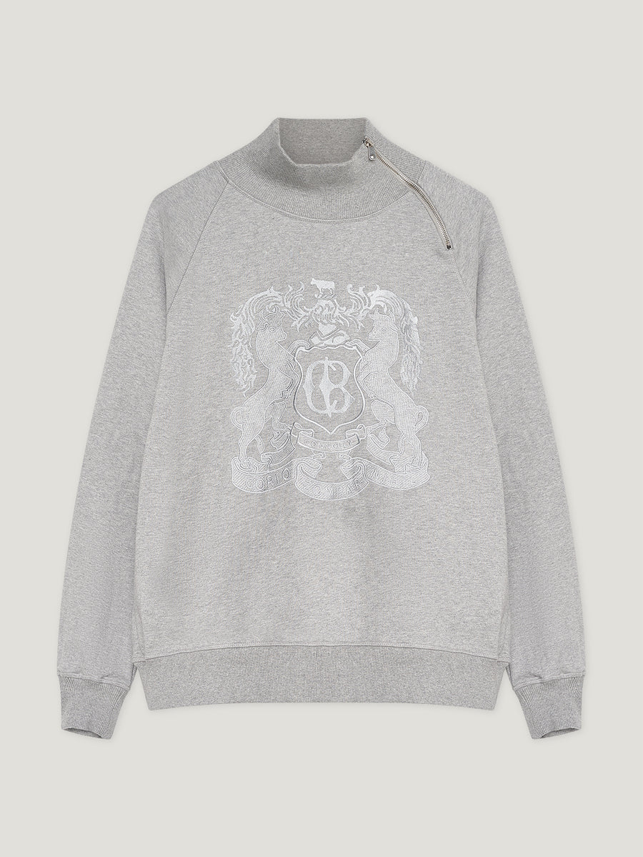 Grey Embroidered Driving Sweatshirt - Connolly