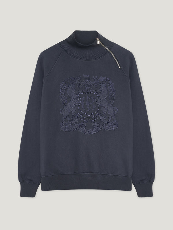 Navy Embroidered Driving Sweatshirt