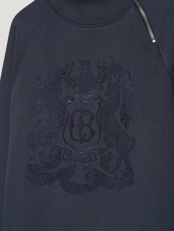 Navy Embroidered Driving Sweatshirt