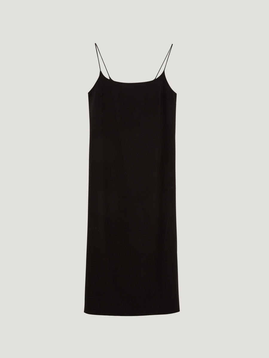 Black Silk Cady Slip Dress