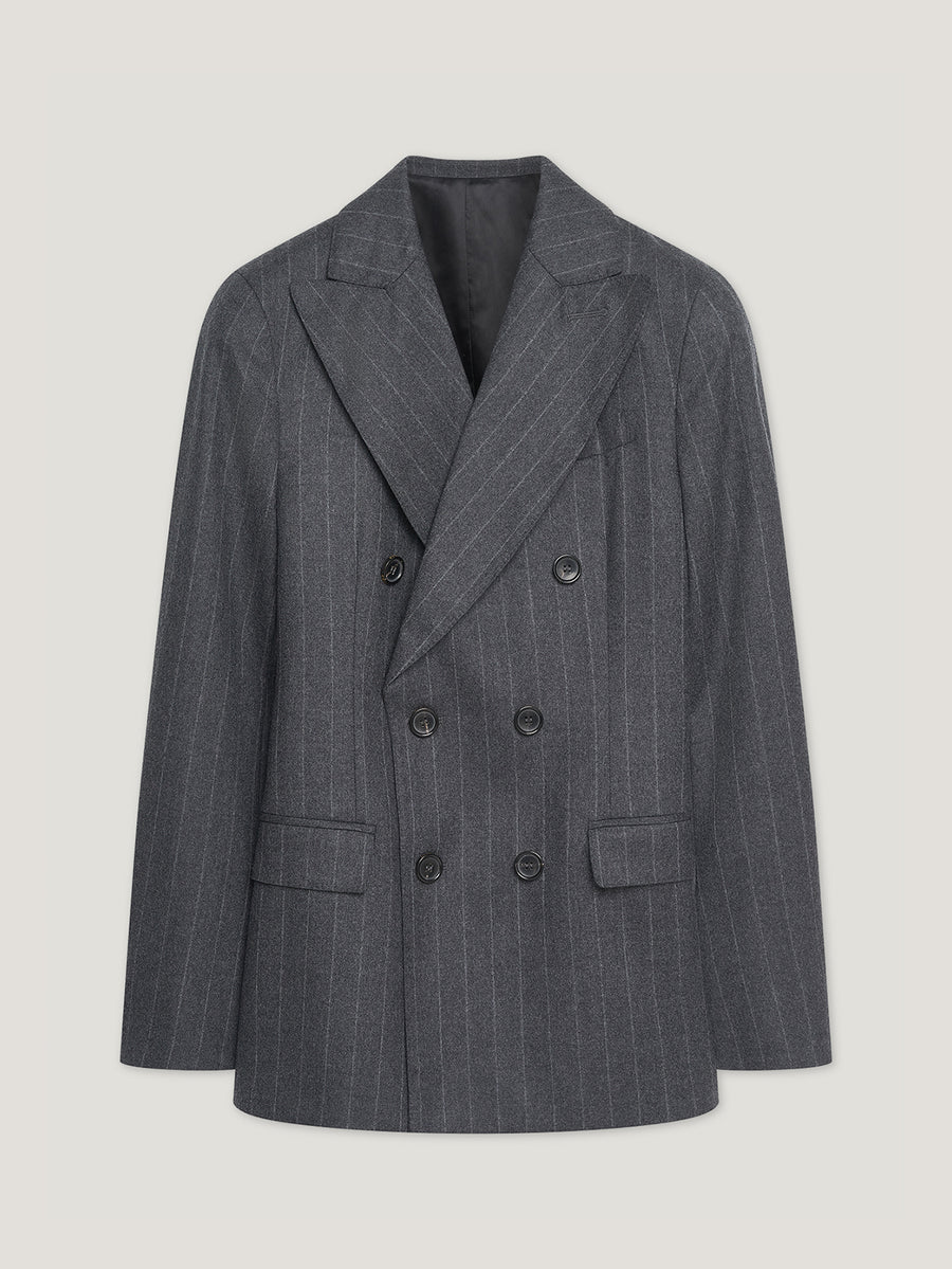Charcoal Chalk Stripe Double Breasted Jacket - Connolly