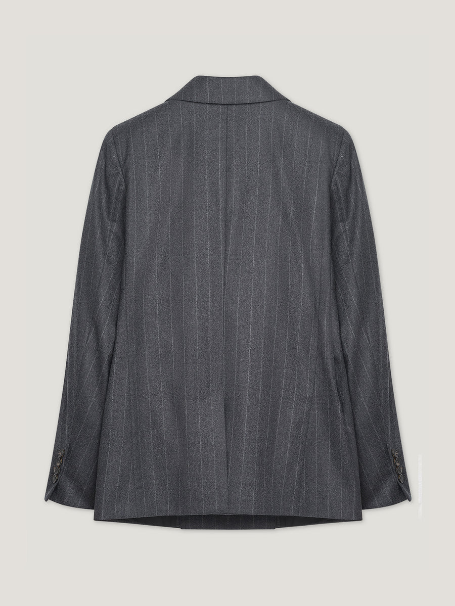 Charcoal Chalk Stripe Double Breasted Jacket - Connolly