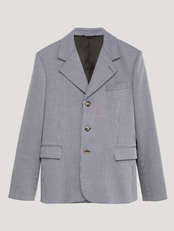 Blue Oxford Single Breasted Jacket