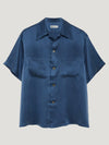Blue Short Sleeve Silk Shirt
