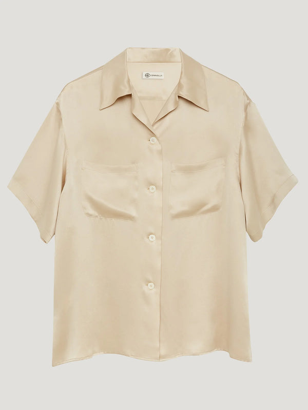 Wheat Short Sleeve Silk Shirt