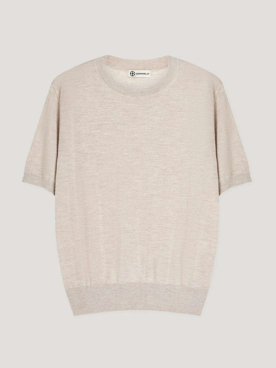 Ecru Classic Cashmere & Silk T-Shirt - Connolly