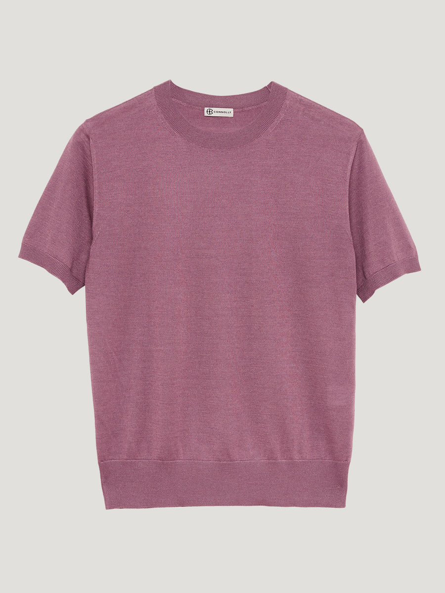 Mauve Classic Cashmere & Silk T-Shirt - Connolly