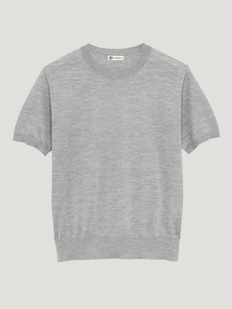 School Grey Classic Cashmere & Silk T-Shirt - Connolly