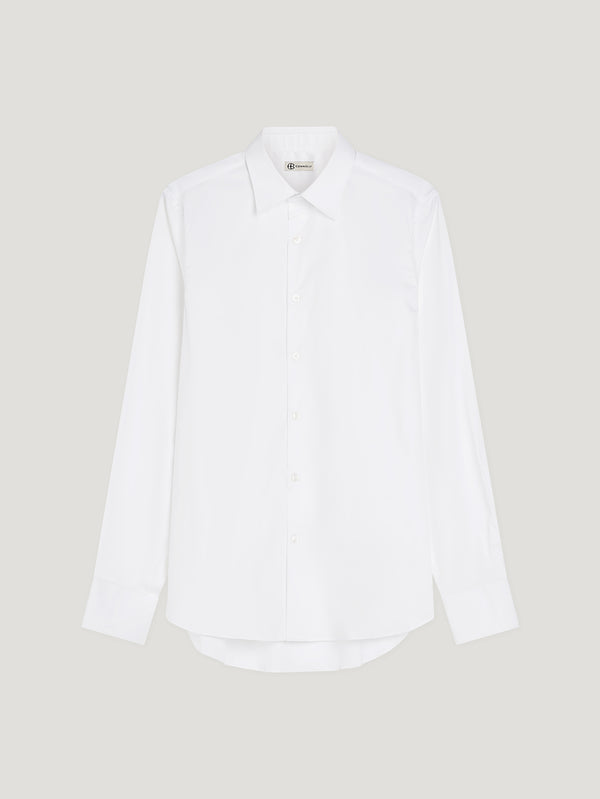 White Fit Pleated Collar Single Cuff Cotton Stretch - Connolly England