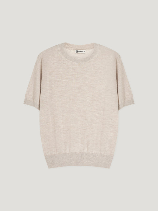 Ecru Classic Cashmere & Silk T-Shirt