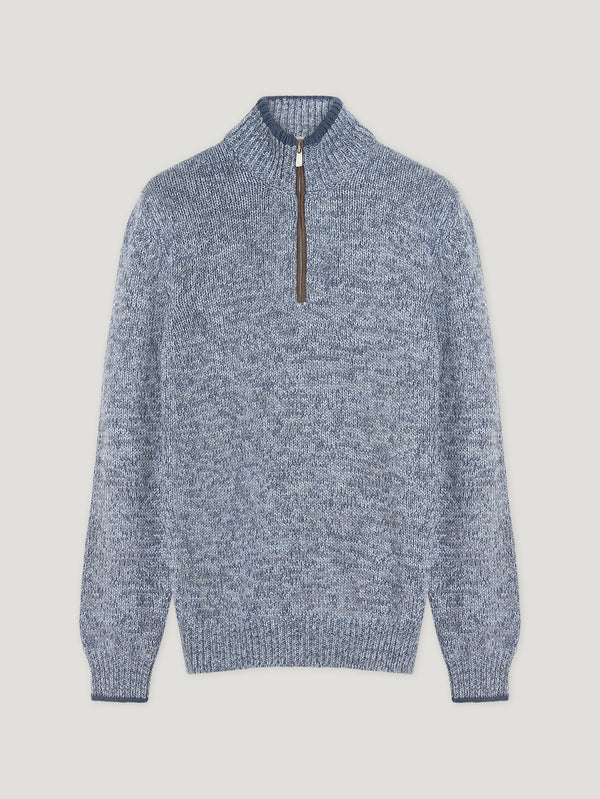 Blue Cashmere Zip Sweater