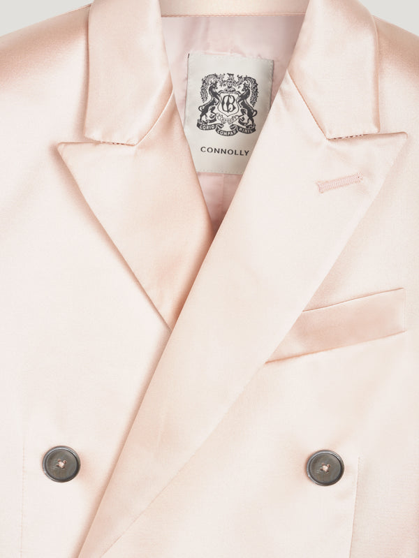Blush Pink Double Breasted Silk Jacket
