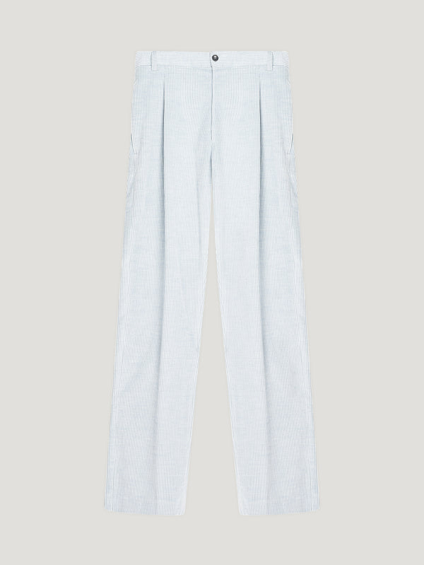Blue Cord Relaxed Tapered Trousers