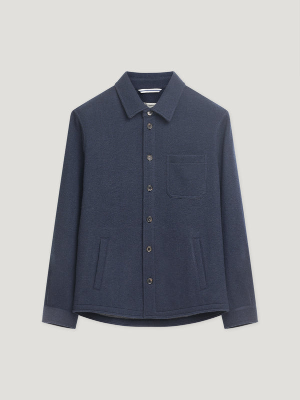 Navy Double Faced Cashmere Over Shirt