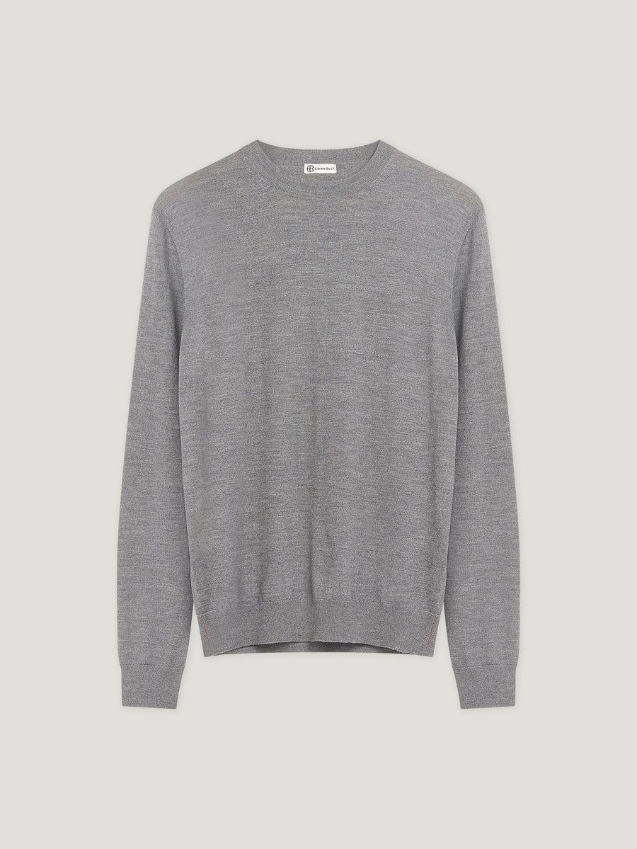Light Grey Classic Merino Crew Neck - Connolly