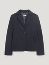 Navy Knitted Cotton 1 Button Jacket