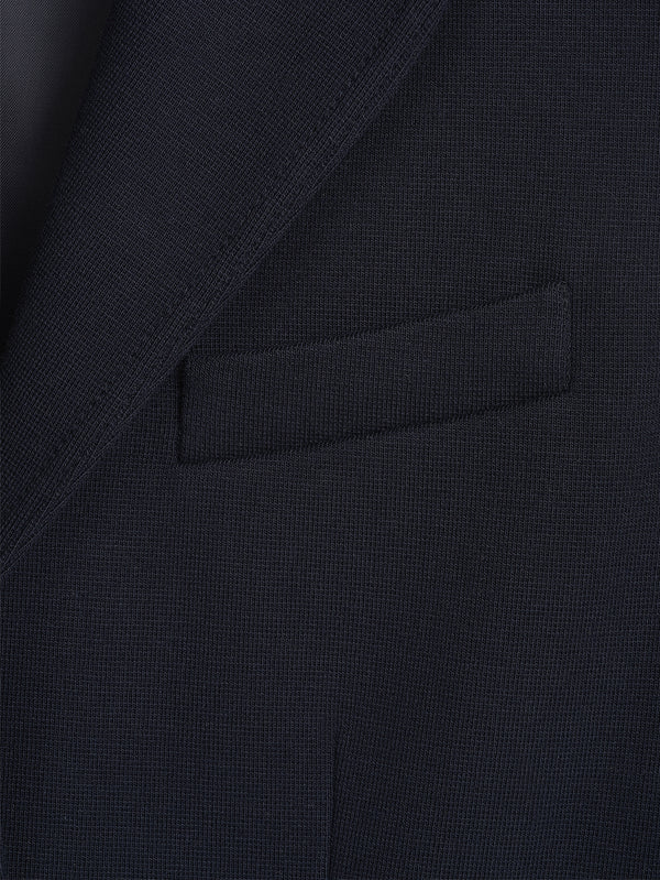 Navy Knitted Cotton 1 Button Jacket
