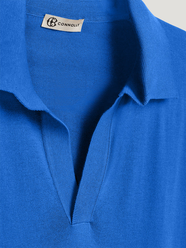 Electric Blue Summer Open Collar Long Sleeve