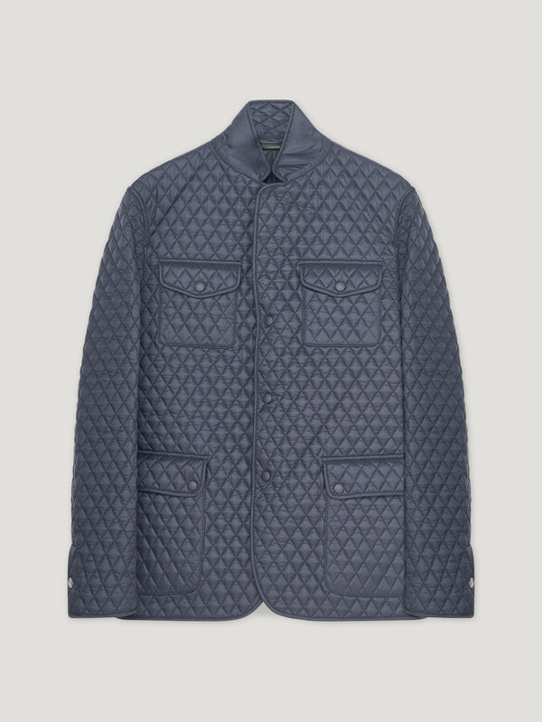 Navy Quilted Norfolk Jacket