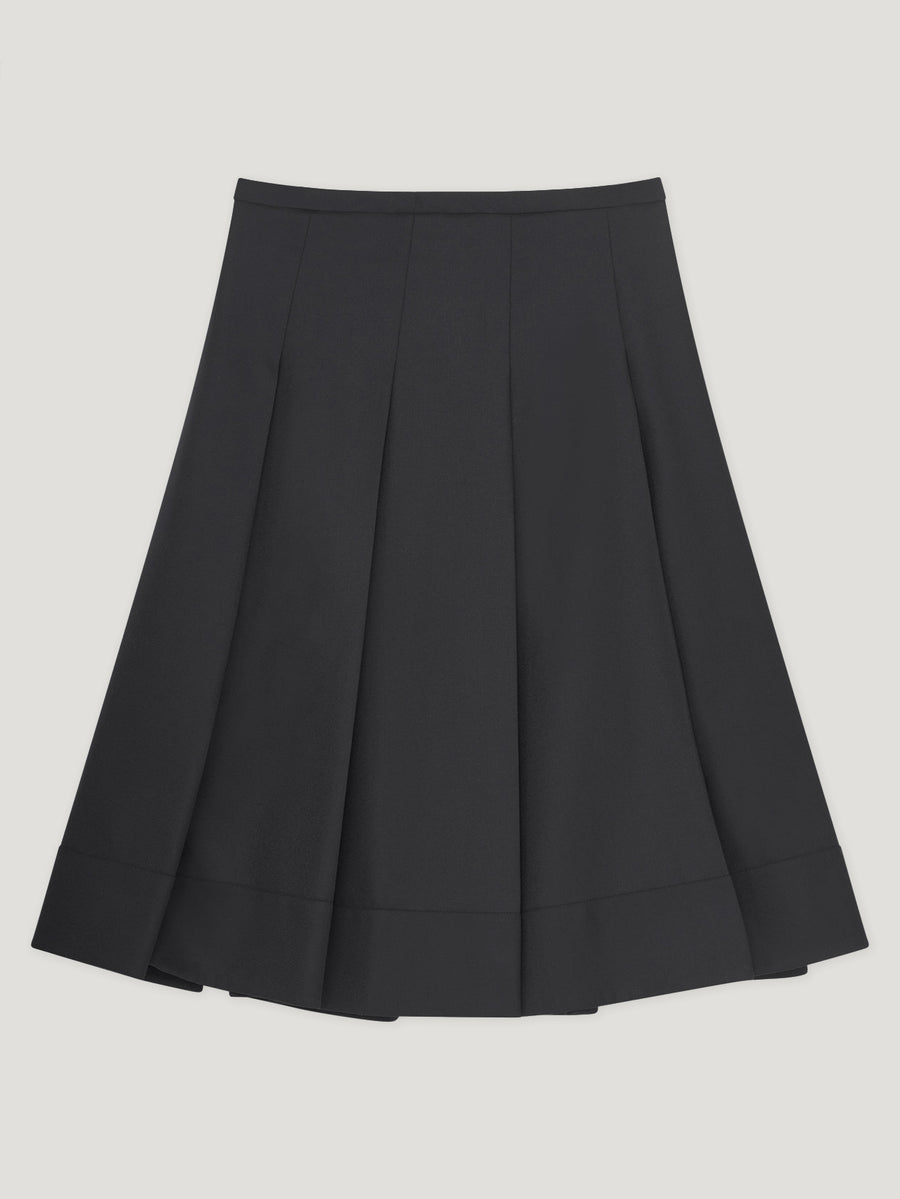 Black Flannel Pleated Skirt - Connolly