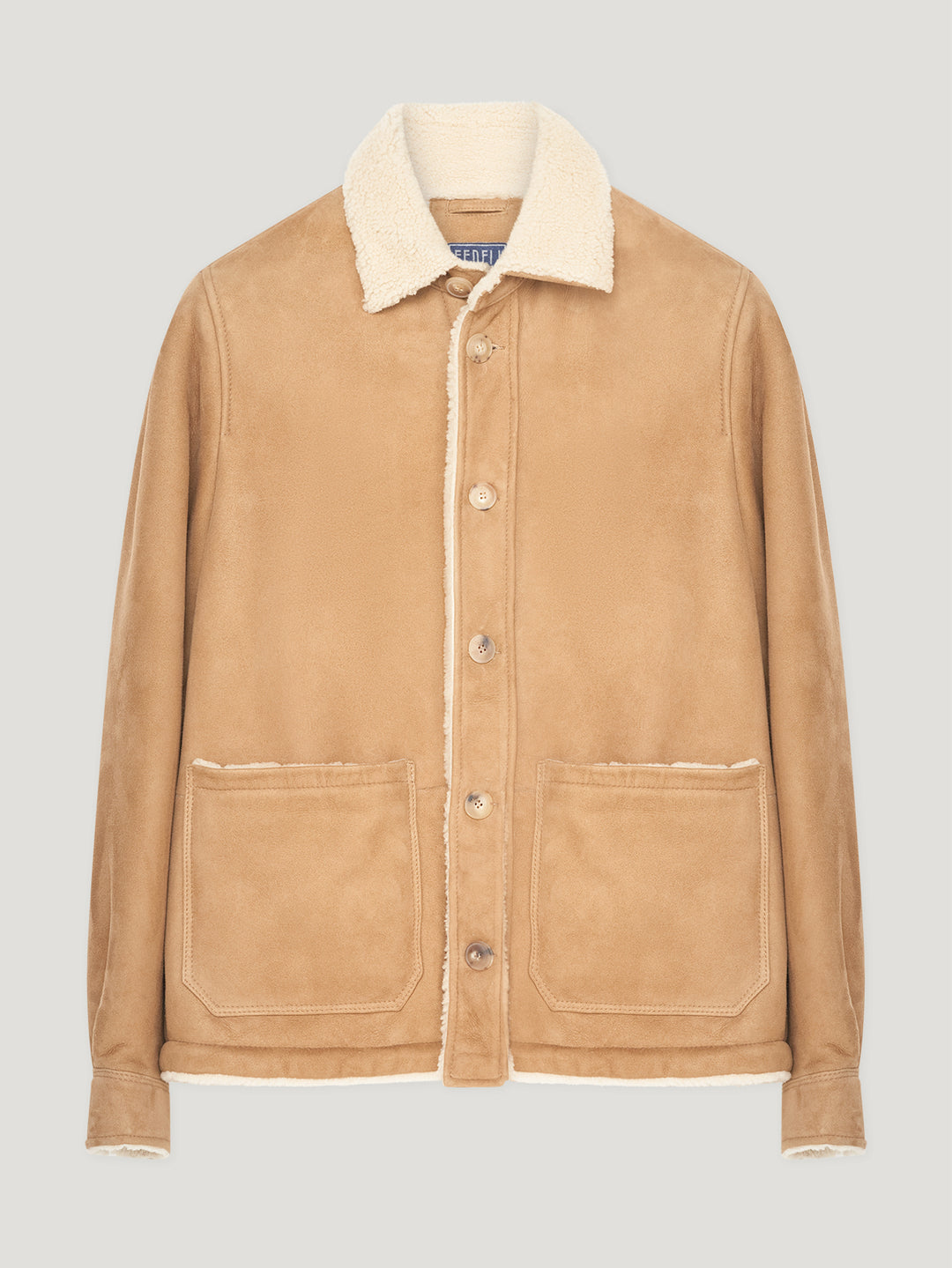 Camel Cropped Eco-Shearling Jacket - The Barnnet