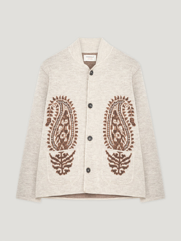 Natural Single Breasted Paisley Jacket