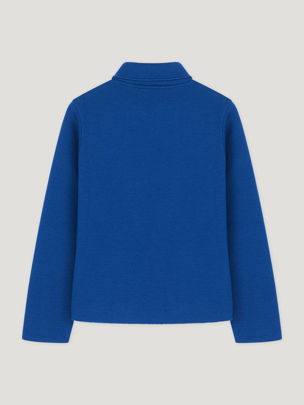 Blue Wool Short Double Breasted Mac