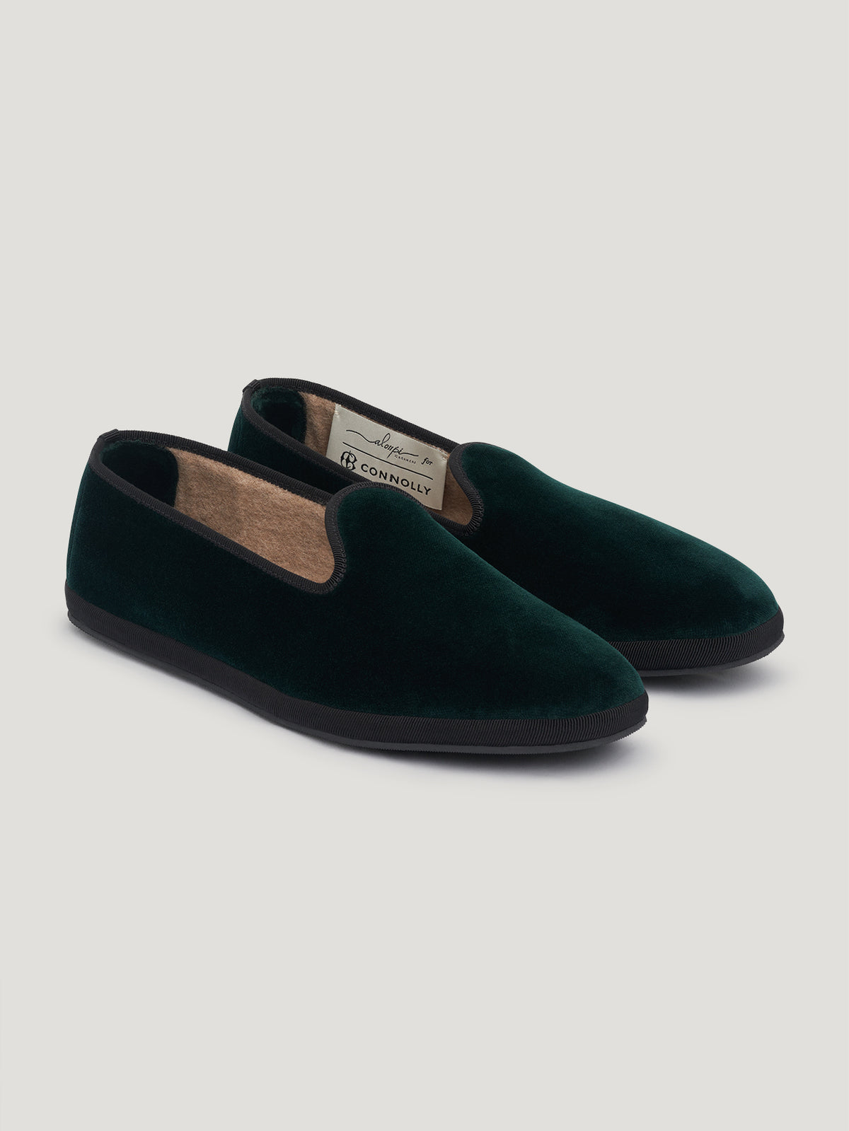 Forest Green Velvet Slippers - Connolly