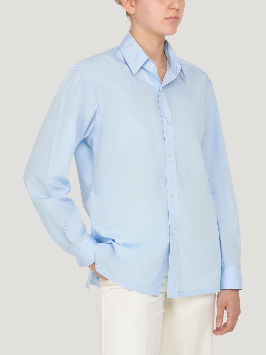 Pale Blue Regular Collar Single Cuff Shirt - Connolly
