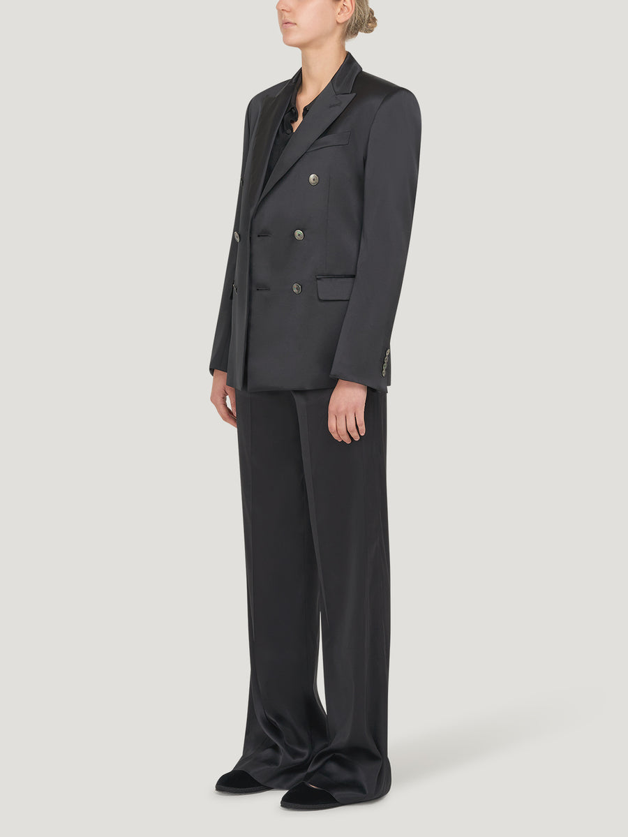 Black Wide Leg Silk Trousers - Connolly