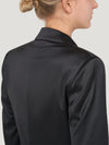Black Double Breasted Silk Satin Jacket