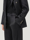 Black Wide Leg Silk Trousers