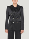 Black Double Breasted Silk Satin Jacket