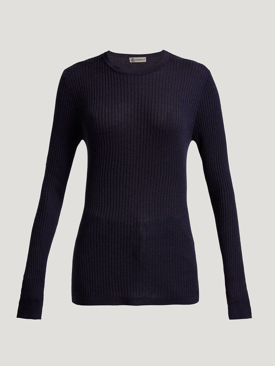 Navy Skinny Rib Crew - Connolly