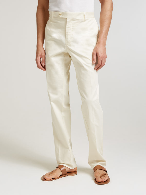 Ecru Cotton Comfort Trousers