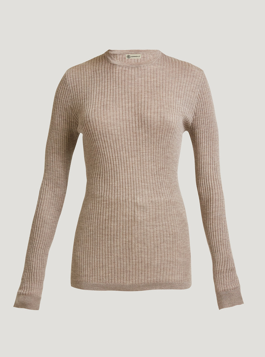 Light Grey Skinny Rib Crew - Connolly