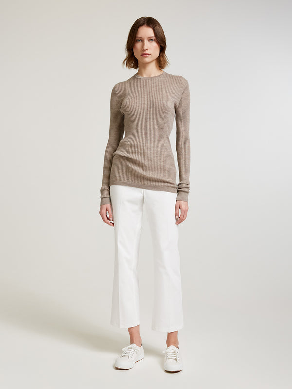 Light Grey Skinny Rib Crew