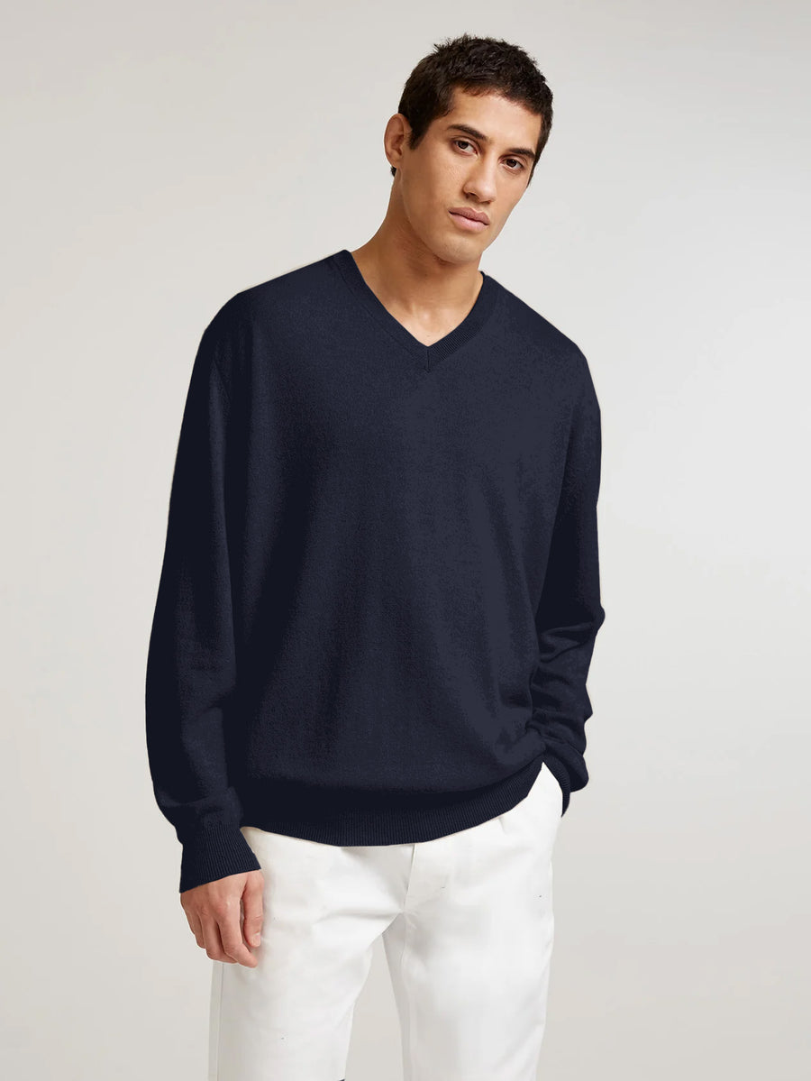 Navy Venetian V Neck - Connolly