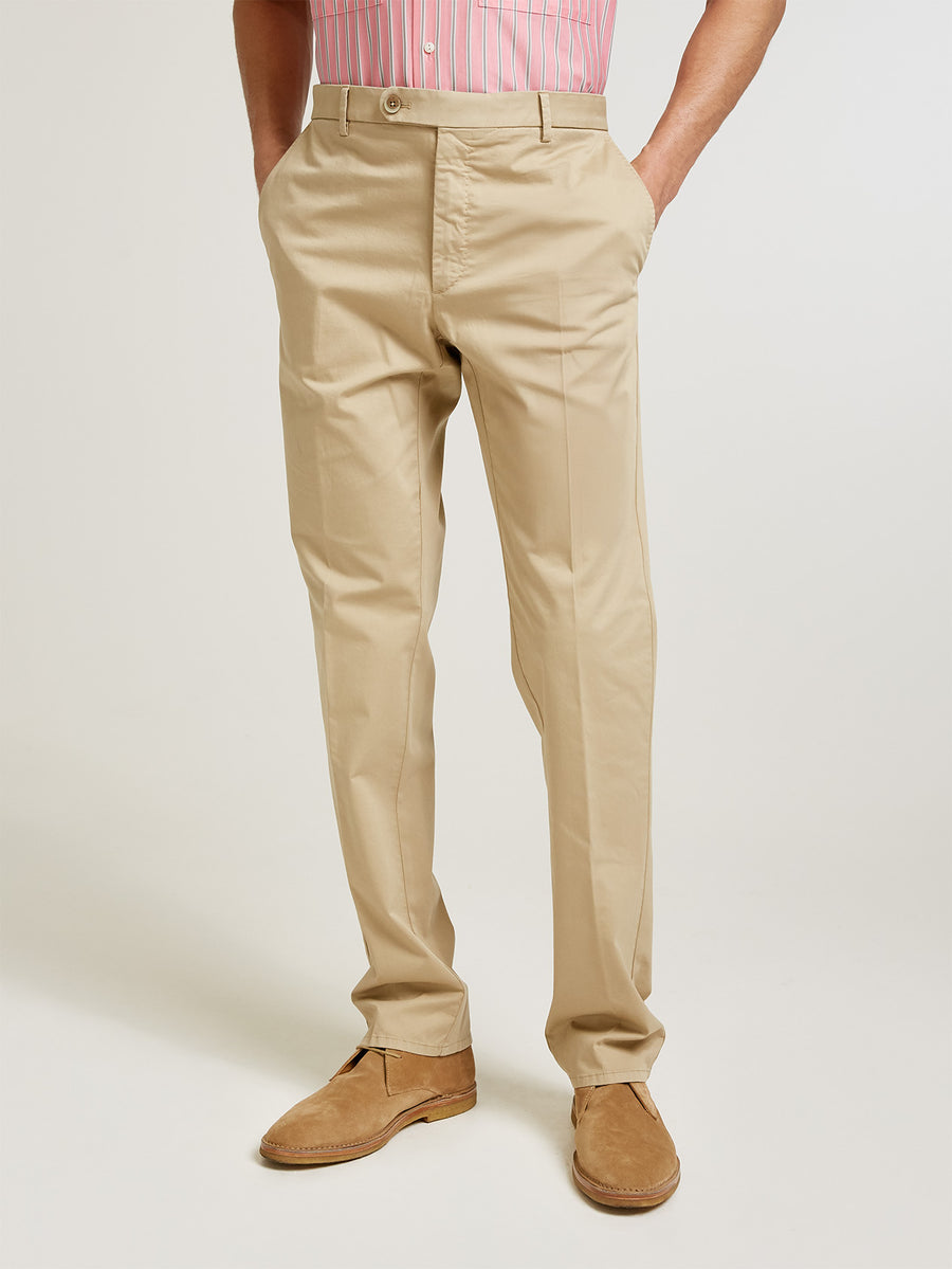 Beige Cotton Comfort Trouser