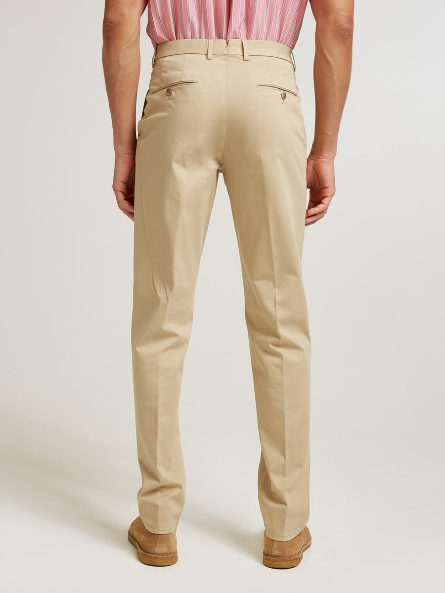 Beige Cotton Comfort Trouser
