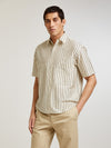 Beige Stripe Short Sleeve Shirt
