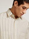 Beige Stripe Short Sleeve Shirt
