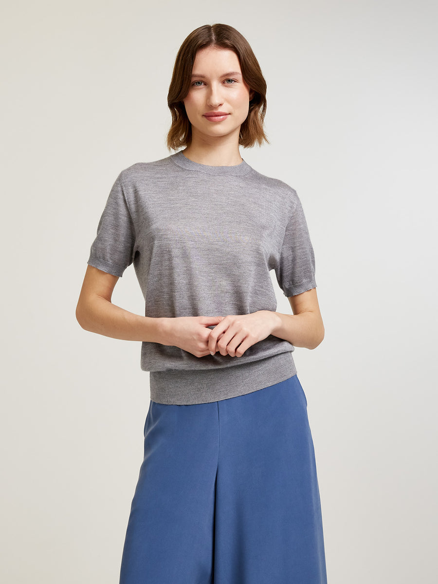 School Grey Classic Cashmere & Silk T-Shirt - Connolly