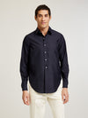 Dark Navy Silk Seersucker Shirt