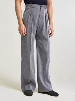 Blue Oxford Bag Trousers