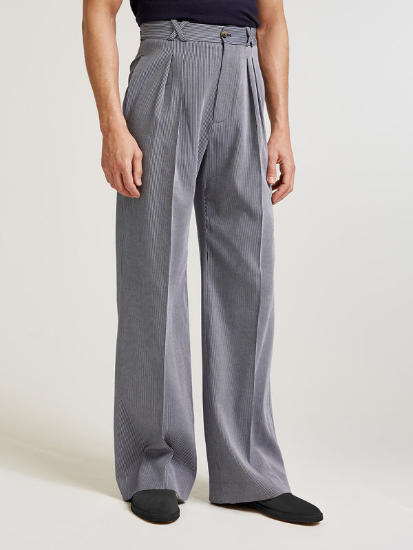 Blue Oxford Bag Trousers