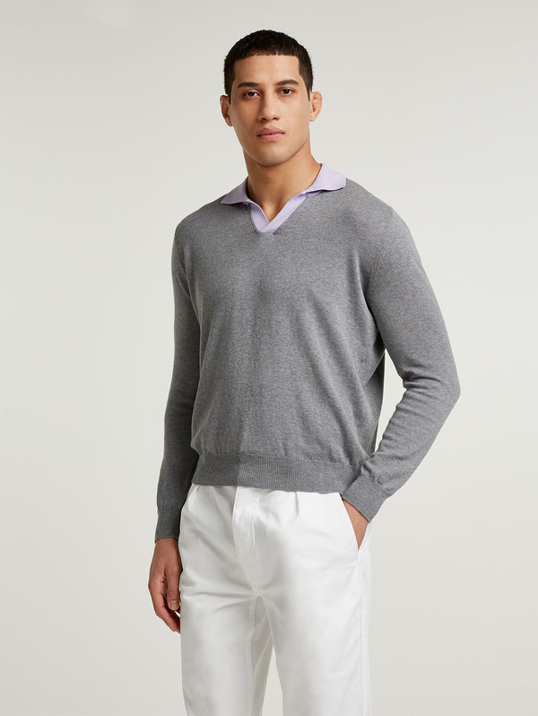 Grey/Lavender Contrast Polo