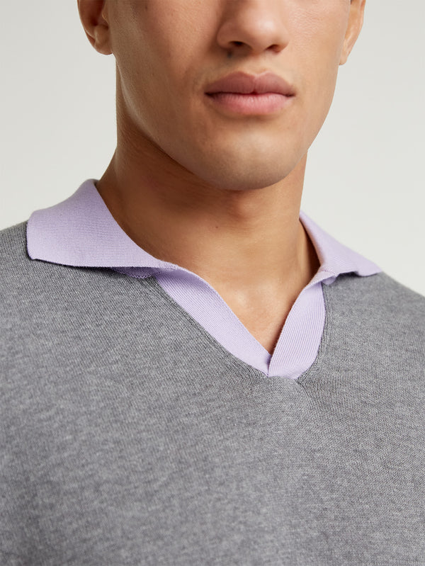 Grey/Lavender Contrast Polo